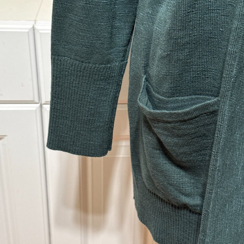 J Jill Sweater Womens M Green Knit Cardigan One Front Button Cotton Blend - Picture 6 of 11